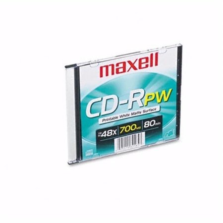 MAXELL MAXELL 648721 CD-R Disc - 650MB-74min - 48x - w-Slim Jewel Case - Printable White Surface 648721
